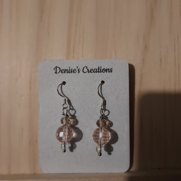 Pink earrings with sterling silver hooks - Picture 6 of 7